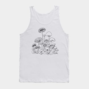 Mushrooms Line Drawing Tank Top